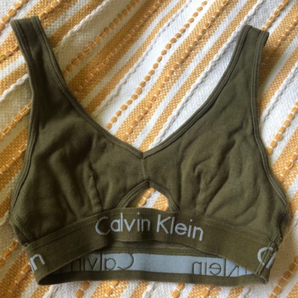 V-Olive/Brown Calvin Klein Sports Bra (M)